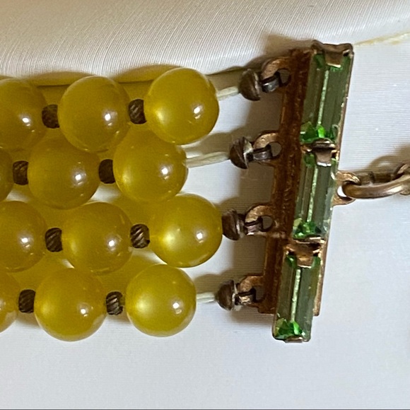 Bracelet & Necklace Set. Vintage Multi Strand Green Acrylic AB & Moonglow Beads. - Picture 12 of 15